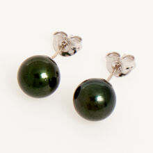 9ct Gold Black Akoya Pearl Stud Earrings