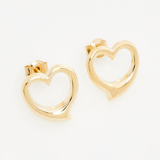 9ct Yellow Gold Heart Stud Earrings - Image 1 - please select to enlarge image