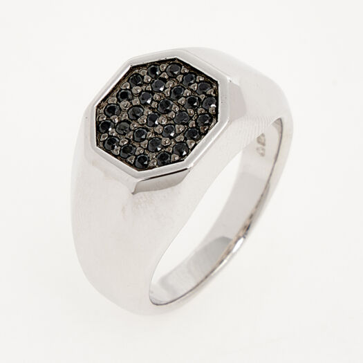 Sterling Silver Rhodium Plated Embellished Ring - Image 1 - please select to enlarge image