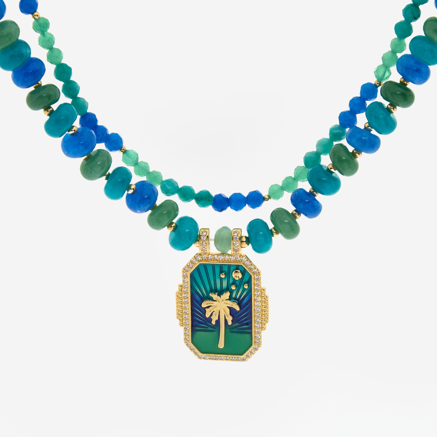 Two Piece Blue Green Beaded Necklace TK Maxx UK