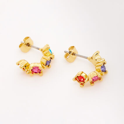 Gold Tone Rainbow Hoop Earrings  - Image 1 - please select to enlarge image