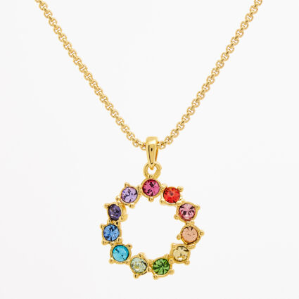 Gold Tone Rainbow Diamante Necklace  - Image 1 - please select to enlarge image