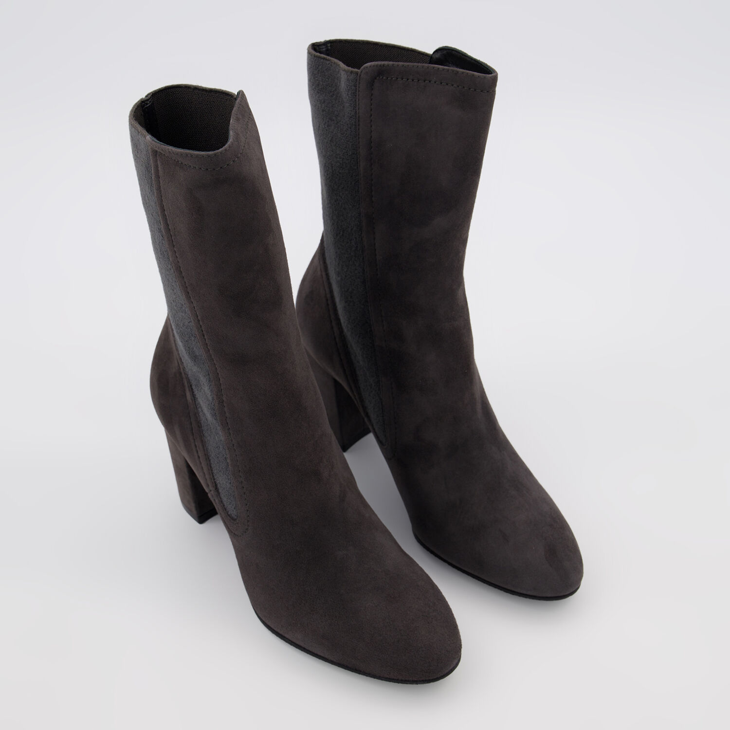 Grey Leather Fifer Heeled Ankle Boots - TK Maxx UK