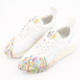 White Leather Paint Splash Trainers - Image 3 - please select to enlarge image