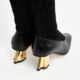 Black & Gold Tone Suede Knee High Boots - Image 2 - please select to enlarge image