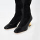 Black & Gold Tone Suede Knee High Boots - Image 3 - please select to enlarge image