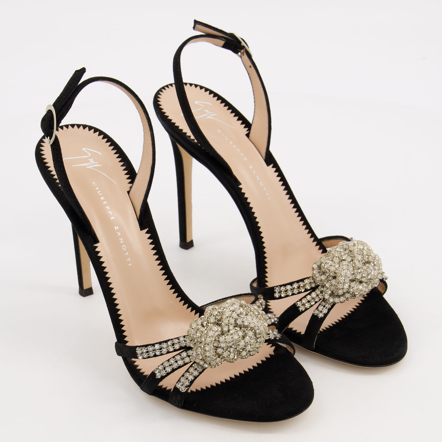 Black Suede Diamante Sandals - TK Maxx UK