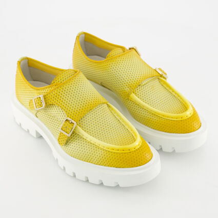 Yellow Leather Chunky Monk Shoes - Image 1 - please select to enlarge image
