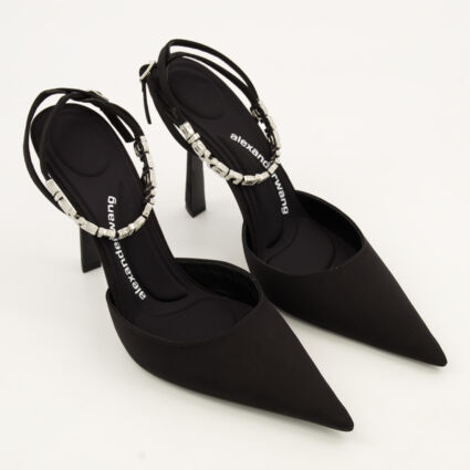Black Delphine 105 Logo Strap Heels - Image 1 - please select to enlarge image