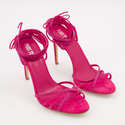 Pink Suede Crystal Holly Nicole Heels - Image 1 - please select to enlarge image
