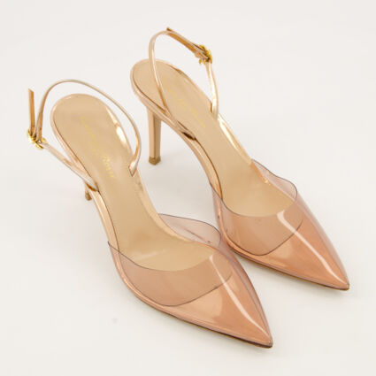 Rose Gold Tone Ribbon Heels - Image 1 - please select to enlarge image