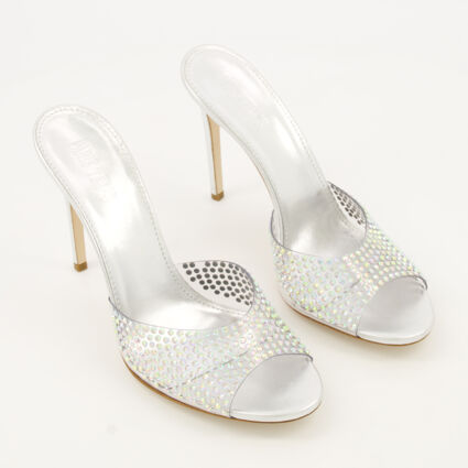 Silver Tone Iridescent Holly Stiletto Mules - Image 1 - please select to enlarge image