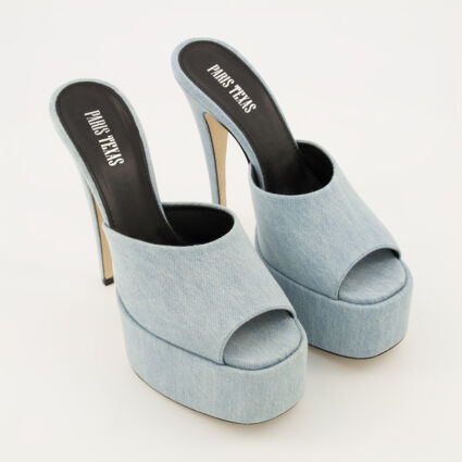 Blue Denim Marina Mule Sandals - Image 1 - please select to enlarge image