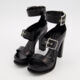 Black Leather Buckled Heeled Sandals - Image 3 - please select to enlarge image