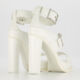 White Leather Buckled Heeled Sandals - Image 2 - please select to enlarge image