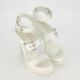 White Leather Buckled Heeled Sandals - Image 1 - please select to enlarge image