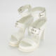 White Leather Buckled Heeled Sandals - Image 3 - please select to enlarge image