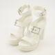 White Leather Buckle Strap Heeled Sandals  - Image 3 - please select to enlarge image