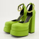 Lime Satin Platform Mary Jane Heels - Image 3 - please select to enlarge image