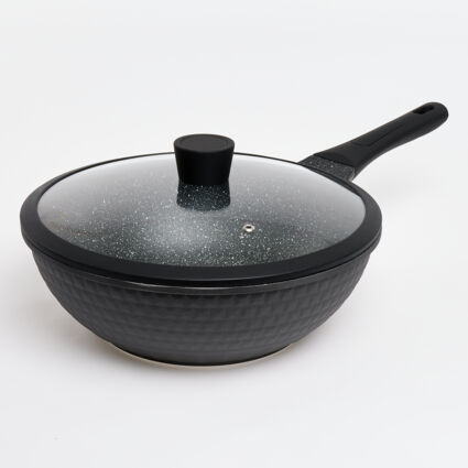 30cm Black Embossed Square Wok - Image 1 - please select to enlarge image