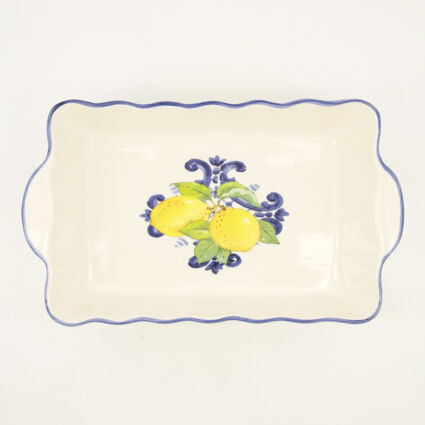 39x25cm White Lemon Patterned Baker  - Image 1 - please select to enlarge image