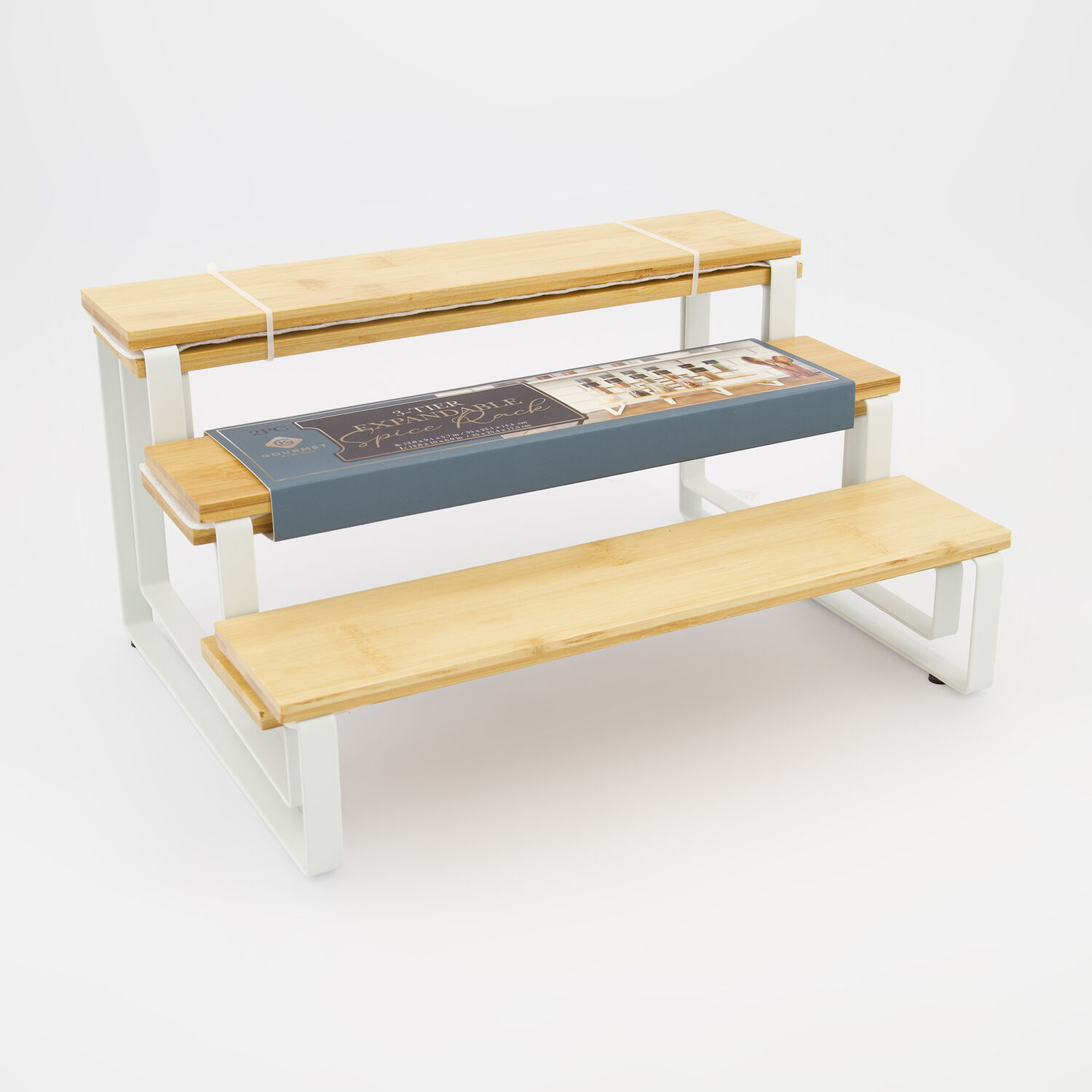 Two Piece White Bamboo Expandable Spice Rack TK Maxx UK