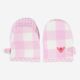 Two Piece Pink Gingham Bee Mini Mitts 20x14cm - Image 1 - please select to enlarge image