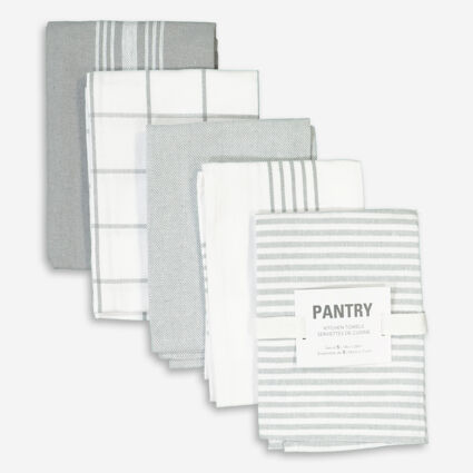 5 Pack Grey Kitchen Towels 45x71cm - TK Maxx UK