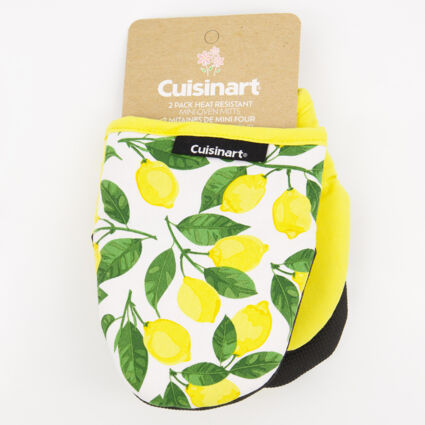 Two Pack Yellow Lemon Oven Mitts  - Image 1 - please select to enlarge image