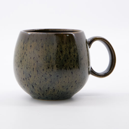 Beigefarben-schwarze runde Tasse 10x9cm - Bild 1 - bitte auswählen, um das Bild zu vergrößern