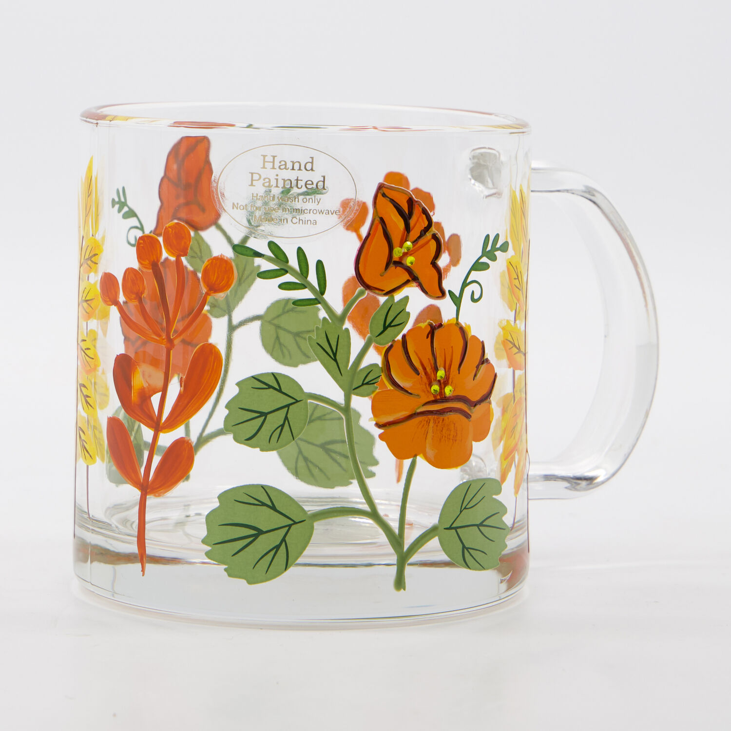 Tasse aus Glas mit Blumenmuster 10,5x14cm