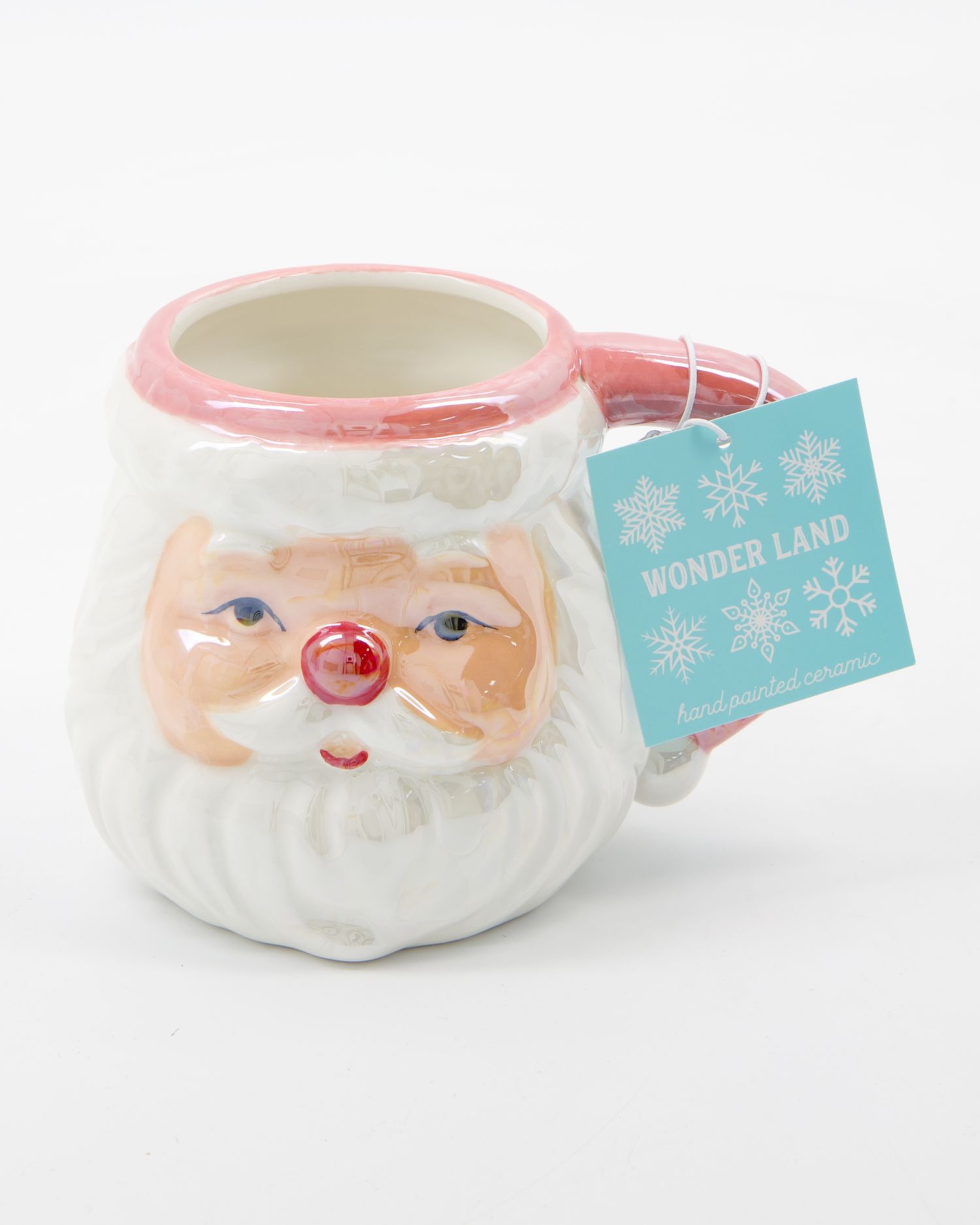 Rot-weiße Tasse in Form Weihnachtsmannkopfes