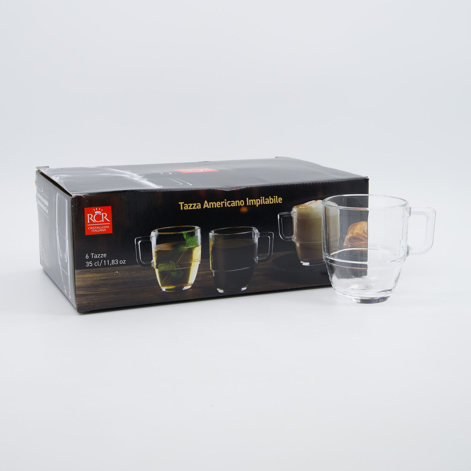 6er-Pack durchsichtige Tassen aus Glas