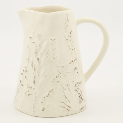 White Embossed Wildflower Pitcher 20x16cm - Image 1 - please select to enlarge image