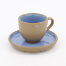 Brown & Blue Ceramic Espresso Cup & Saucer 70ml