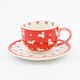 Red Dog Hearts Stoneware Teacup & Saucer Set - Image 1 - please select to enlarge image