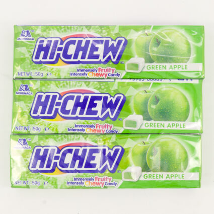 Three Pack Hi Chew Green Apple Chewy Candy  - Image 1 - please select to enlarge image