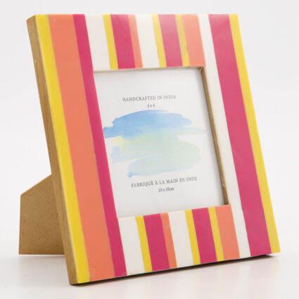 Multicoloured Stripes Photo Frame 4x4in - Image 1 - please select to enlarge image