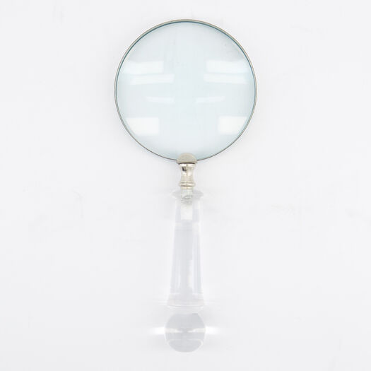 Silver Tone Clear Handle Magnifying Glass 24x10cm - Image 1 - please select to enlarge image