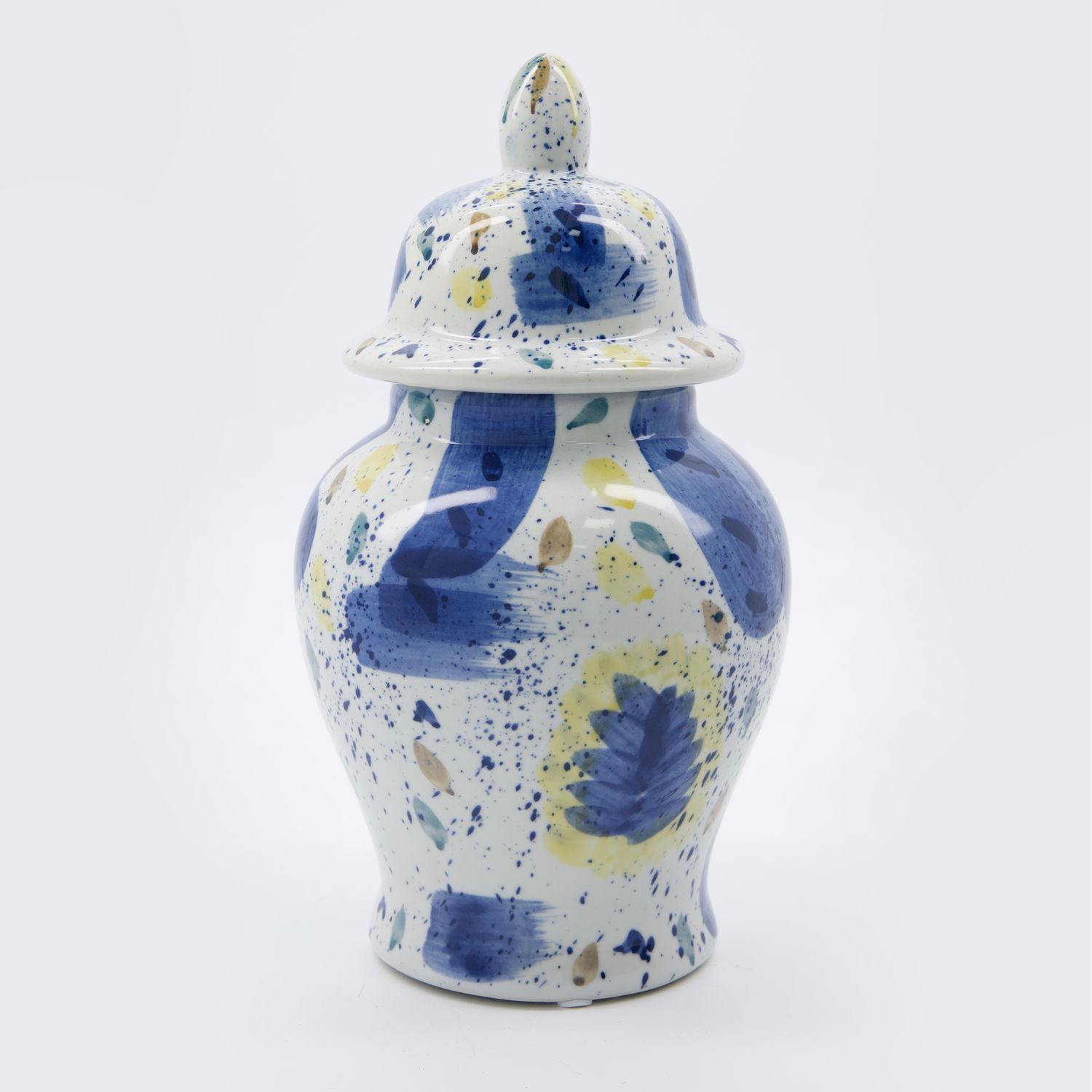 Blaue Keramikvase mit abstraktem Muster 27x15cm