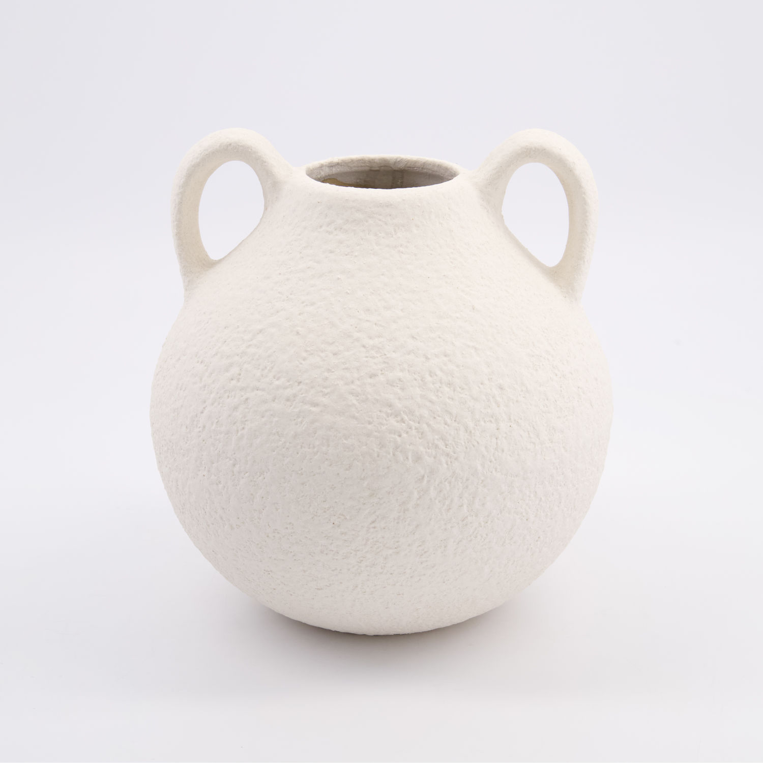 Off White Pottery Belly Vase with Handles 20x18cm