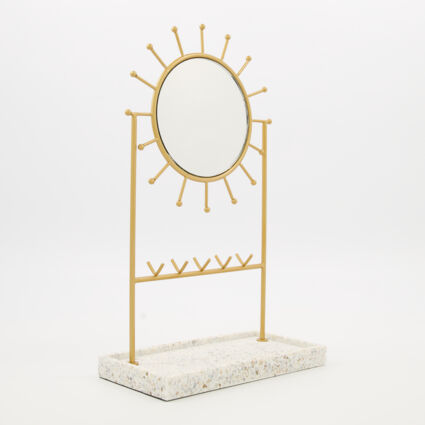 Gold Tone Jewellery Stand Mirror 34x20cm - Image 1 - please select to enlarge image