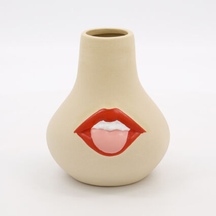 Sand Lips Ceramic Decorative Vase 14.5x12.5cm - Image 1 - please select to enlarge image