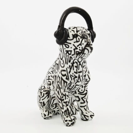 White & Black Resin Graffiti Dog Ornaments 29x12cm - Image 1 - please select to enlarge image