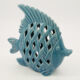 Blue Ceramic Lattice Fish Ornament 28x28cm - Image 1 - please select to enlarge image