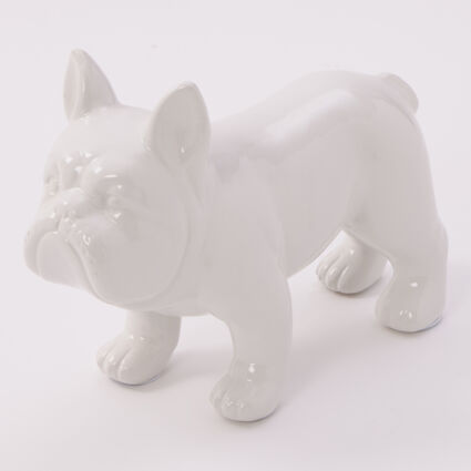 White Ceramic Bulldog Statue 25x30cm - Image 1 - please select to enlarge image