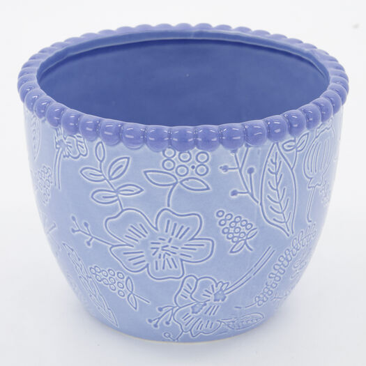 Hellblauer gemusterter Blumentopf 13x17cm - Bild 1 - bitte auswählen, um das Bild zu vergrößern