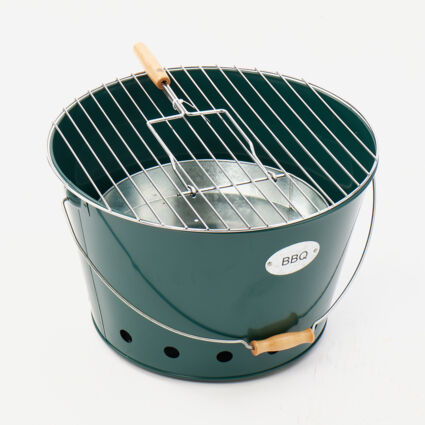 Green Metal BBQ Bucket 26x40cm - Image 1 - please select to enlarge image