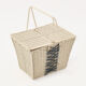 White & Navy Rattan Picnic Basket 46x33cm - Image 1 - please select to enlarge image