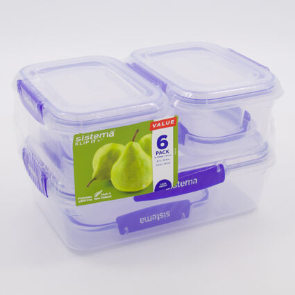 Six Pack Blue Reusable Klip It Plus Food Storage Containers - Image 1 - please select to enlarge image